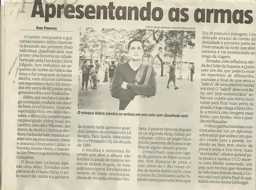 Recorte do jornal Estado de Minas: Apresentando as armas